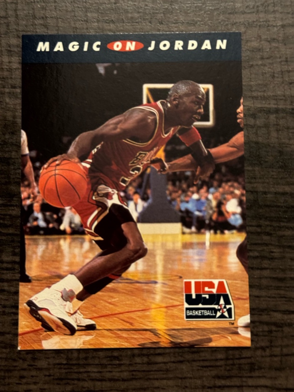 Magic On Jordan Basketball Card - Red Uniform